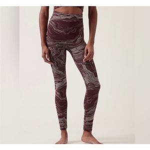 Athleta Spiced Cabernet Aurora Shine Tight Leggings